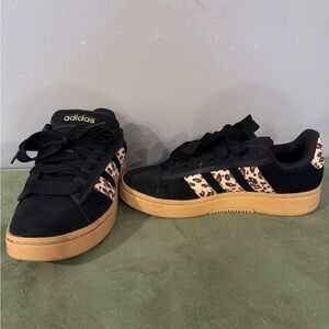 Adidas Women's Black and Animal Print Sneakers